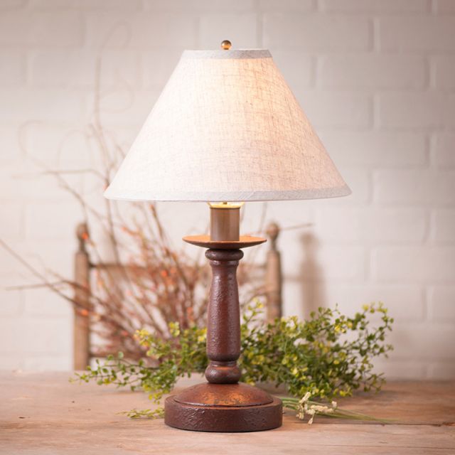 Butcher Lamp in Americana Red with Linen Ivory Shade