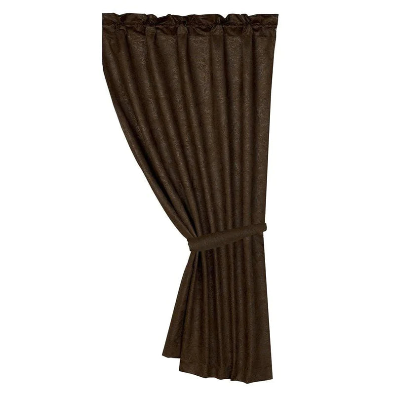 CHOCOLATE TOOLED LEATHER SINGLE PANEL CURTAIN