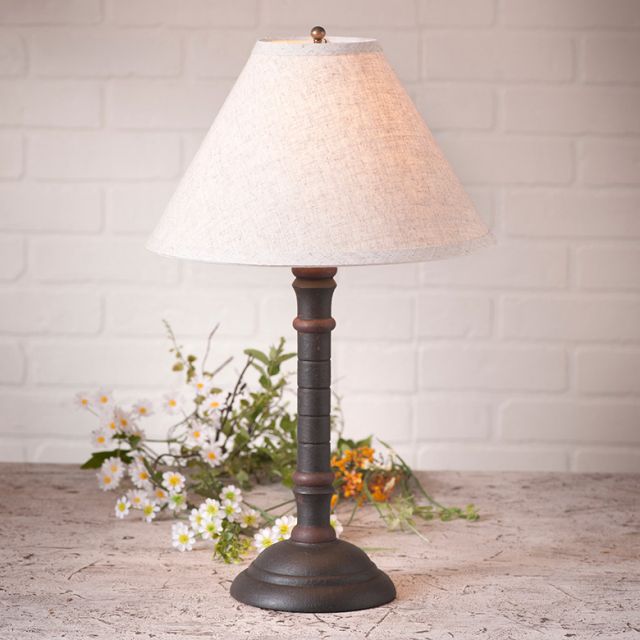 Gatlin Lamp in Hartford Black and Red with Linen Ivory Shade