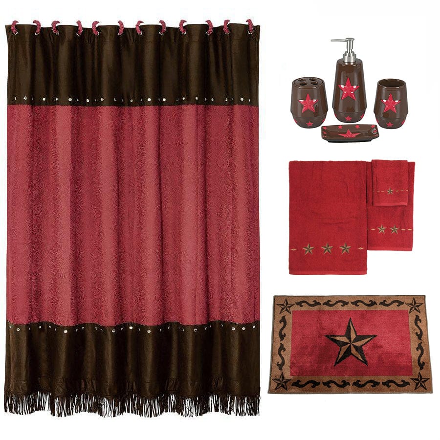 RED STAR 9PC BATH ACCESSORY AND TOWEL SET