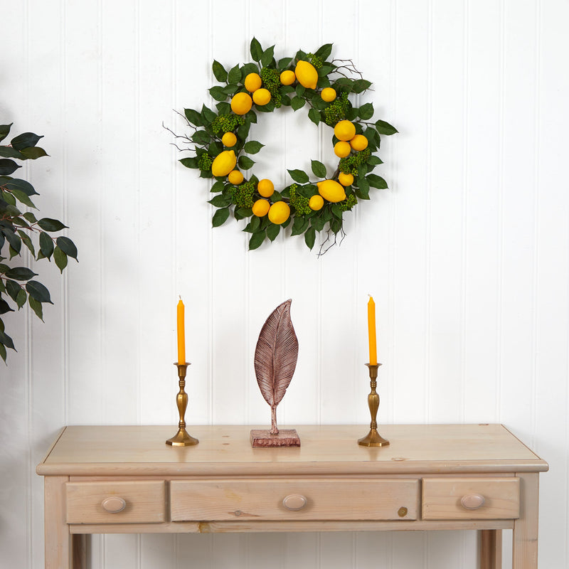 20” Lemon Artificial Wreath by Nearly Natural