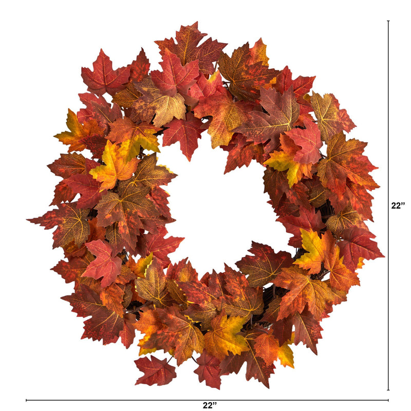 22” Maple Leaf Artificial Wreath by Nearly Natural