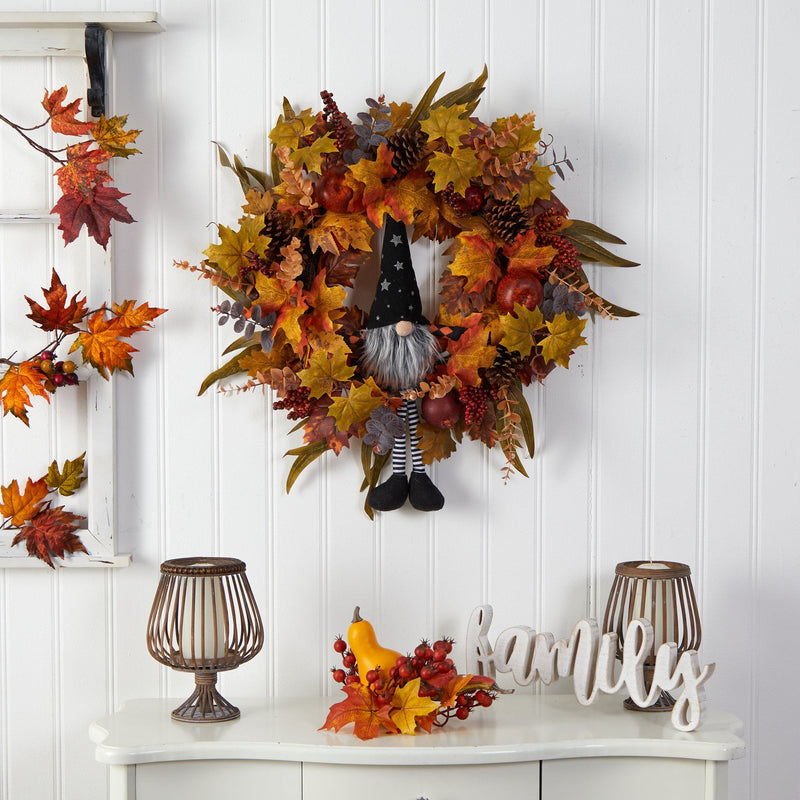 28" Harvest Fall Gmone Artificial Autumn Wreath" by Nearly Natural