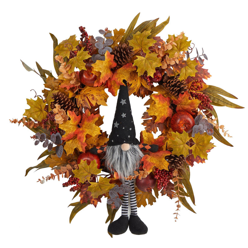 28" Harvest Fall Gmone Artificial Autumn Wreath" by Nearly Natural