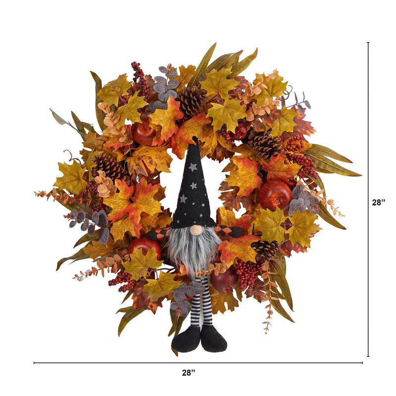 28" Harvest Fall Gmone Artificial Autumn Wreath" by Nearly Natural