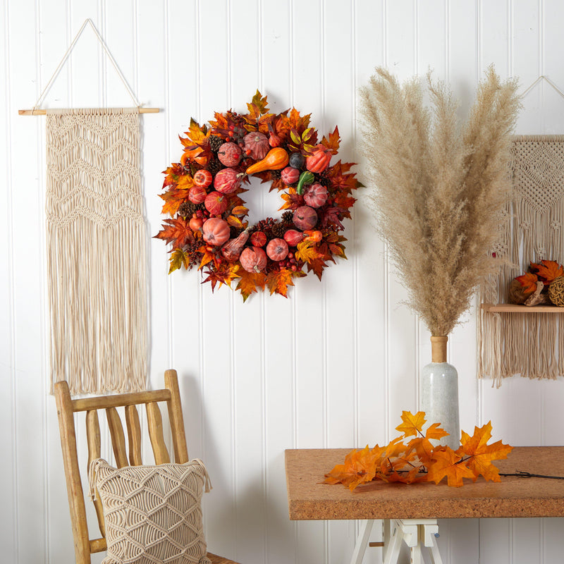 28" Harvest Wreath" by Nearly Natural