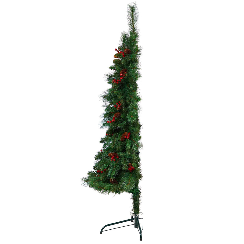 5’ Flat Back Montreal Mountain Artificial Christmas Tree with Pine Cones and Berries by Nearly Natural