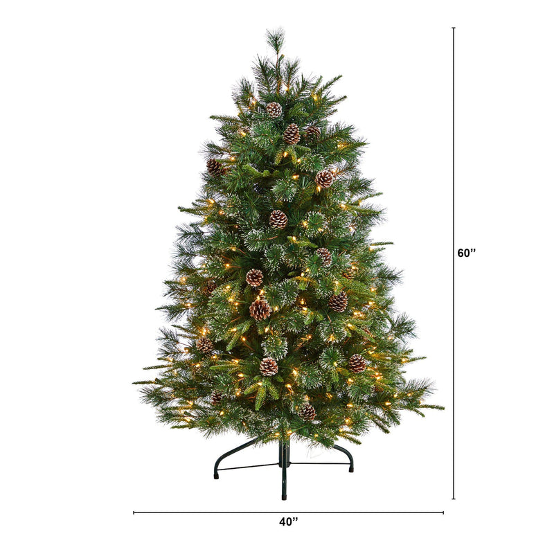 5’ Snowed Tipped Clermont Pine Artificial Christmas Tree by Nearly Natural